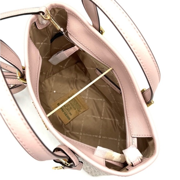 Michael Kors Jet Set Travel Extra-Small Logo Top-Zip lote Bag Powder Blush Multi - Picture 8 of 9